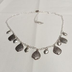 Silver Teardrop Pendant Necklace with Textured Design Coldwater Creek